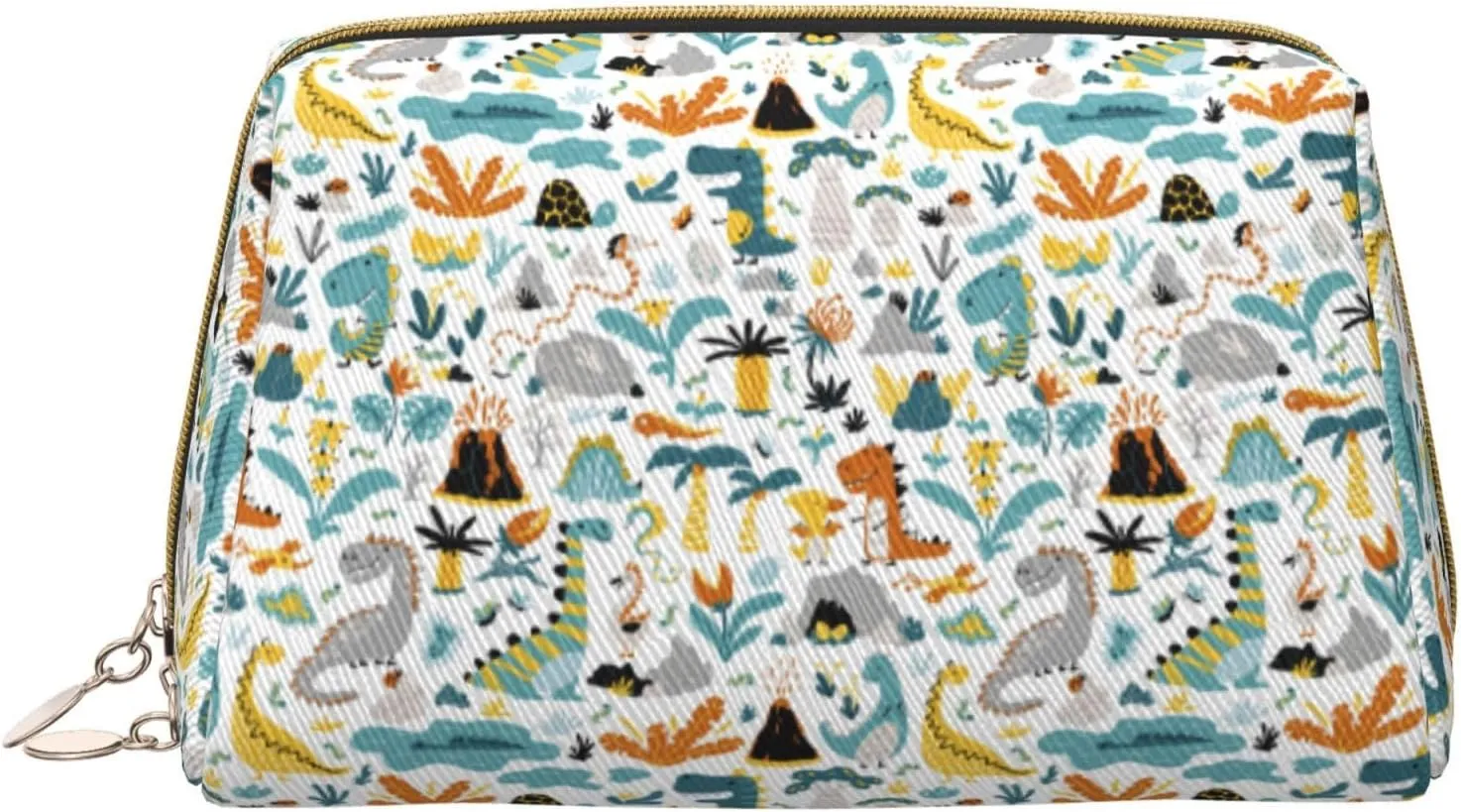 VOSERY Makeup Bag, Cosmetic Bags Travel Toiletry Bag for Women, Large Capacity Makeup Bag Organizer, Cartoon dinosaur A Make up Bag, Cute Makeup Pouch, Waterproof Leather Makeup Case