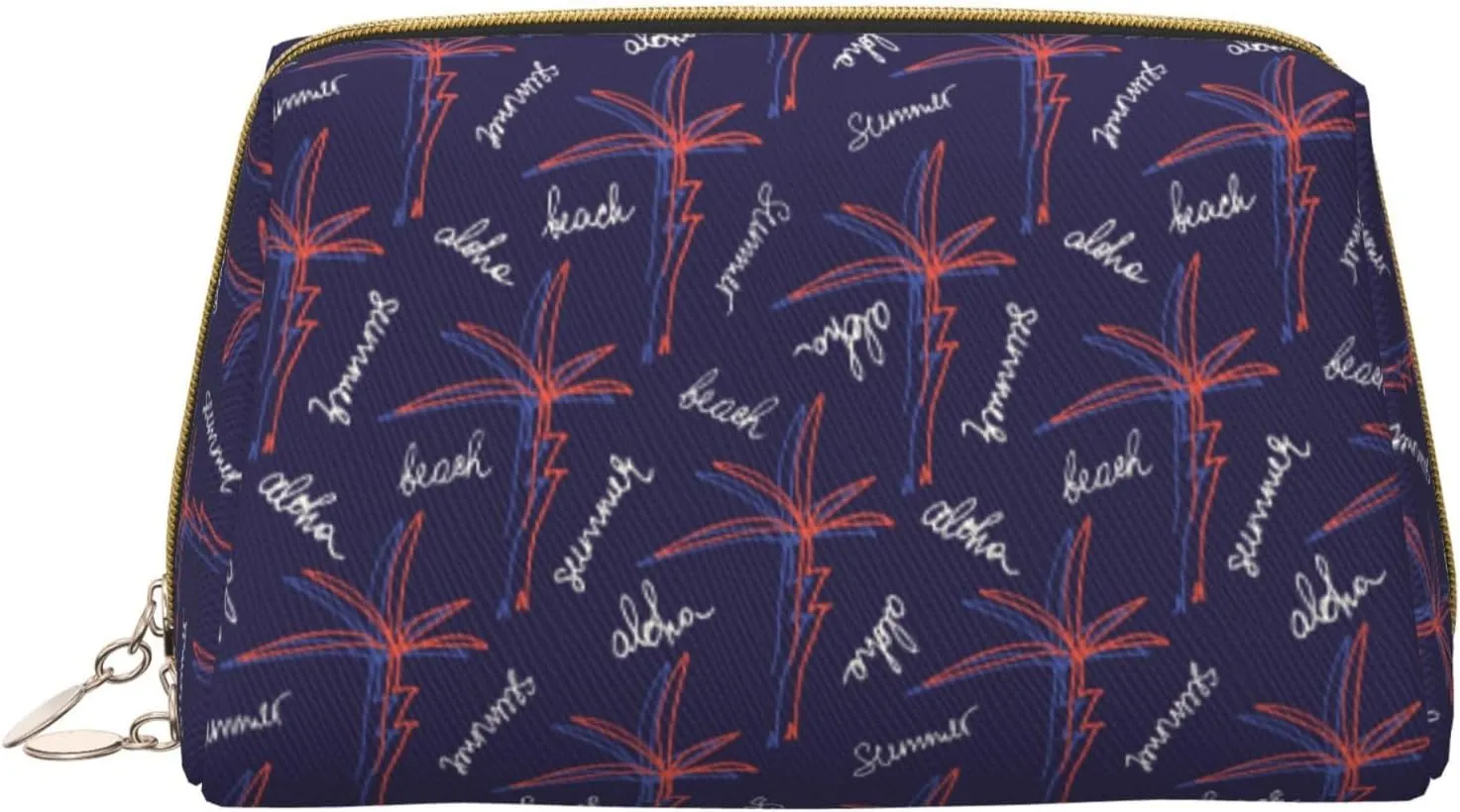 VOSERY Makeup Bag, Cosmetic Bags Travel Toiletry Bag for Women, Large Capacity Makeup Bag Organizer, Palms Hawaiian Beach Make up Bag, Cute Makeup Pouch, Waterproof Leather Makeup Case