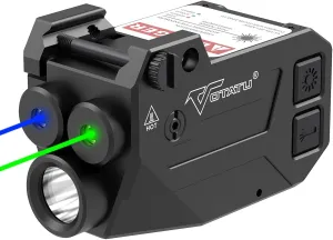Votatu H1L-GB Laser Light Combo, 3 in 1 Strobe Green Blue Laser Sight with 750 Lumen Strobe Weapon Light for Pistol, Laser Beams for Handgun Picatinny Mount, Magnetic Rechargeable