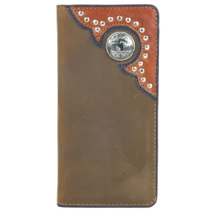 W144 - RockinLeather Rodeo Wallet with Cowboy Prayer Concho & Overlay