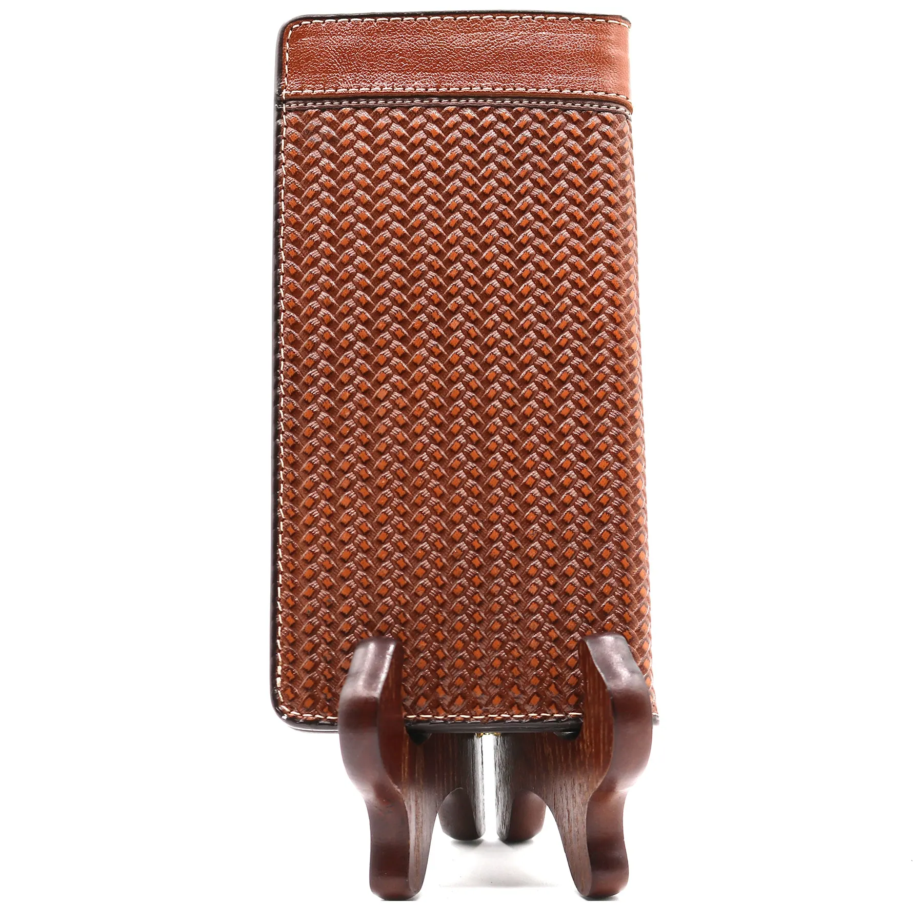 W146 - RockinLeather Basket Weave Rodeo Wallet with Concho & Overlay
