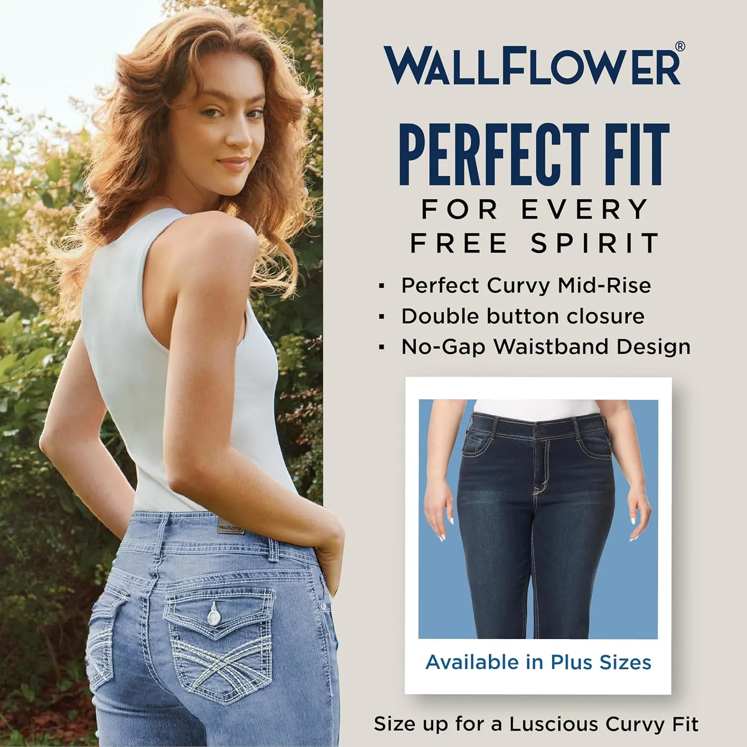 WallFlower Luscious Curvy Bootcut Jeans for Women Mid-Rise Insta Stretch Denim in Petite, Midsize, Plus Size, Juniors Jeans