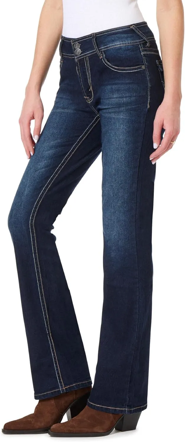 WallFlower Luscious Curvy Bootcut Jeans for Women Mid-Rise Insta Stretch Denim in Petite, Midsize, Plus Size, Juniors Jeans