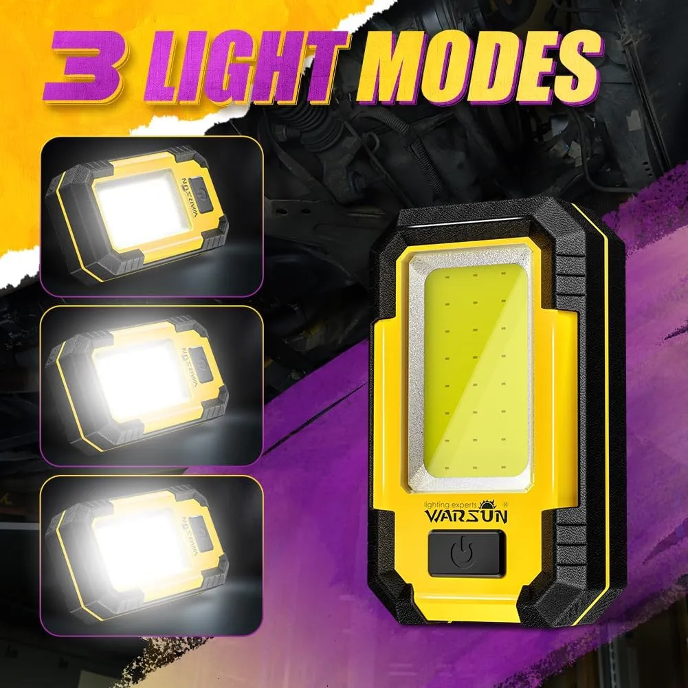 WARSUN Rechargeable Work Light LED Magnetic Mechanic Light Portable Worklight for Camping Car Repairing 1200 High Lumens Bright Yellow
