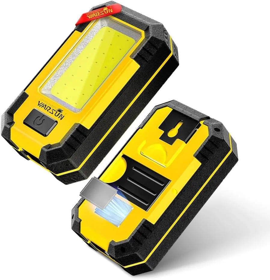 WARSUN Rechargeable Work Light LED Magnetic Mechanic Light Portable Worklight for Camping Car Repairing 1200 High Lumens Bright Yellow
