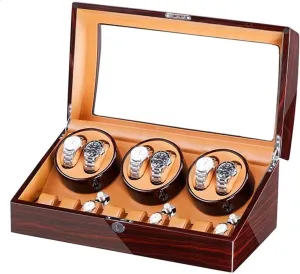 Watch Case Watch Winder Box for 6 Automatic Watches   7 Quiet Motor Wood Shell Piano Paint Exterior Lar Capacity Watch Box