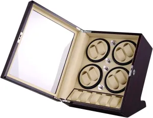 Watch Display Box 8 Automatic Watch Winder with 5 Extra Storages Spaces, Watch Winder Box with Quiet Motors,Wood Shell Piano Paint Exterior and 4 Rotation Mod,Wood White-8 5