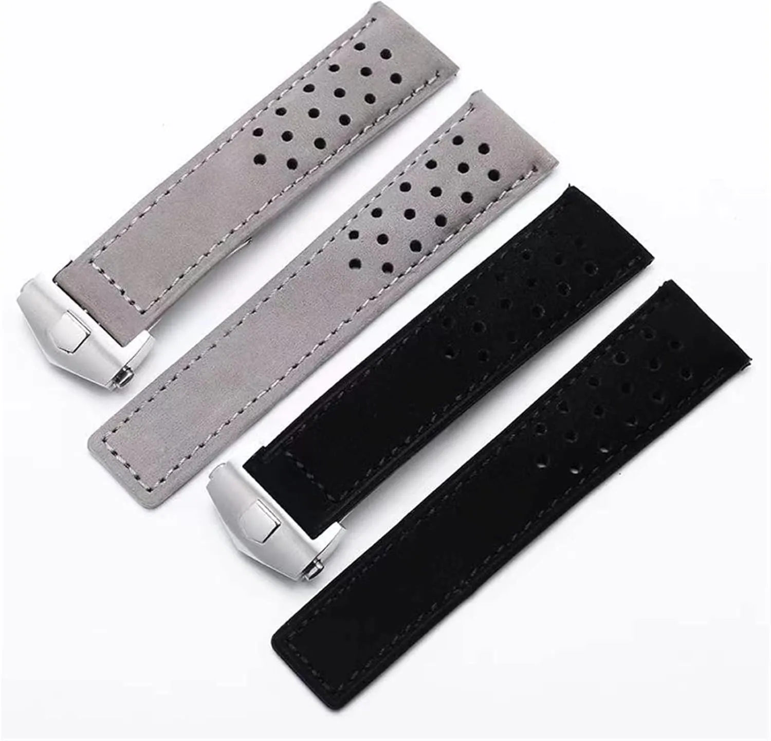 Watch Strap With Folding Buckle Genuine Leather Watchband For Tag Heuer Watch Gray Black Brown Cow Leathr Band