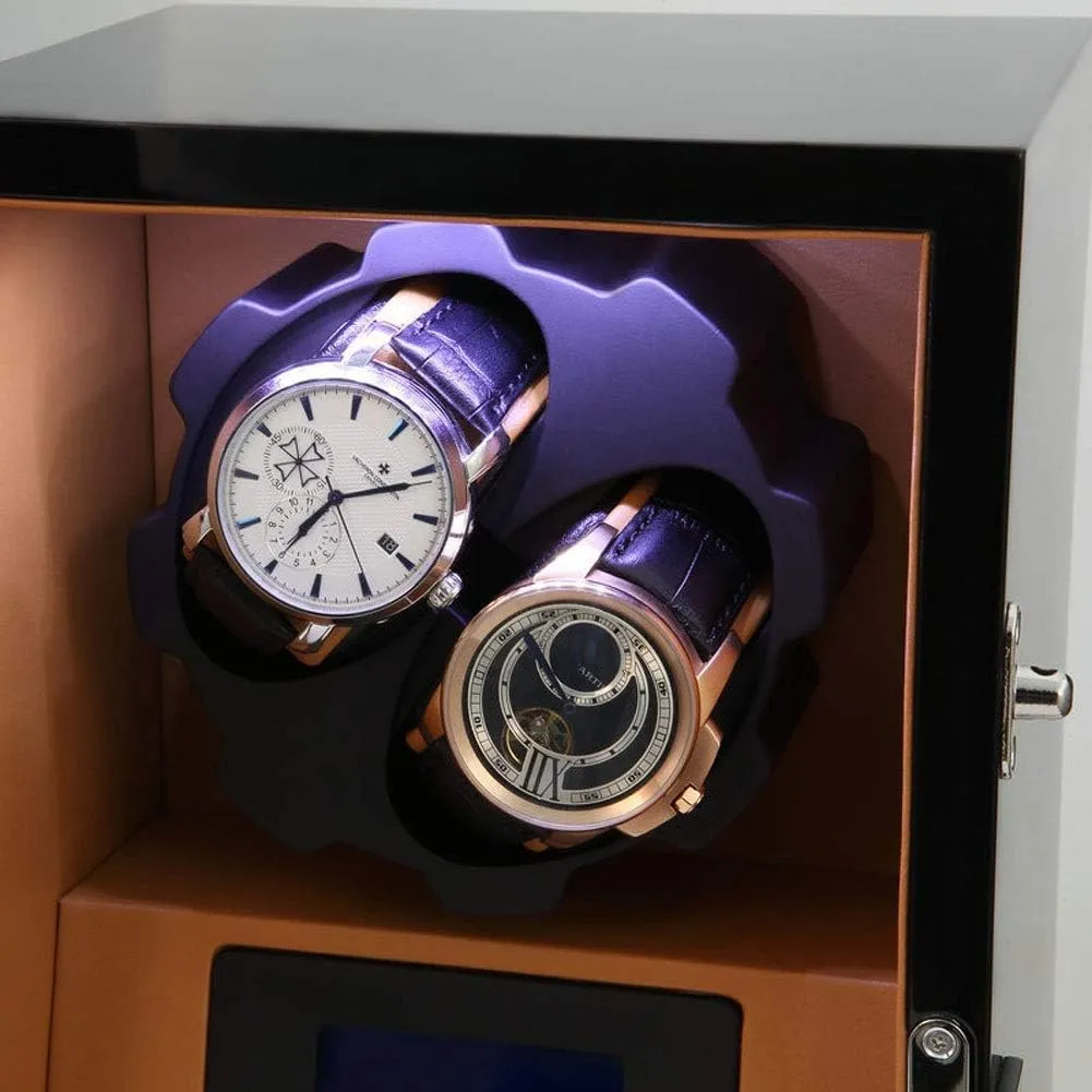 Watch Winder 2 0 Storage Boxes LED Light Silent Motor Touch Screen 8 Rotation Modes Watches Box Watch Winder Display Watch Box Storage