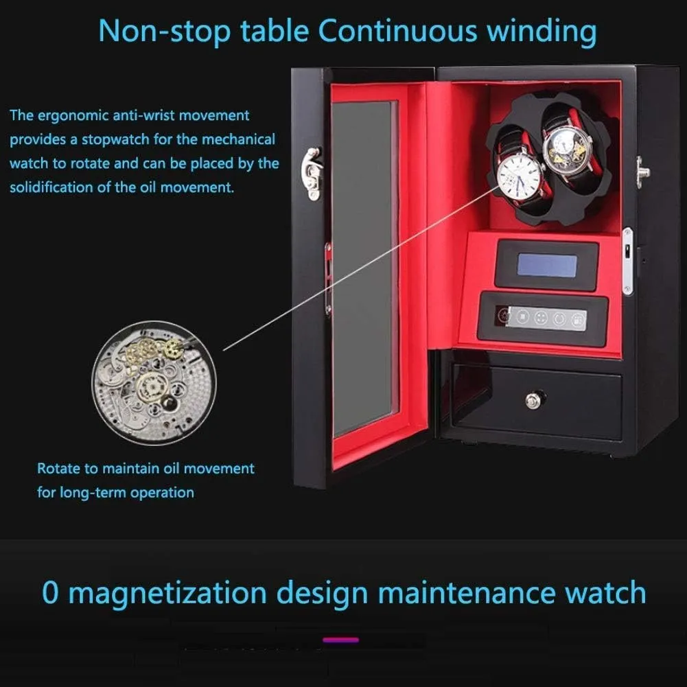 Watch Winder 2 0 Storage Boxes LED Light Silent Motor Touch Screen 8 Rotation Modes Watches Box Watch Winder Display Watch Box Storage