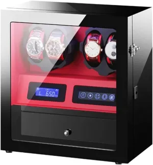 Watch Winder Automatic Mechanical Watch Winder Box Watches Storage Case with 4 Winding Spaces and 5 Storage