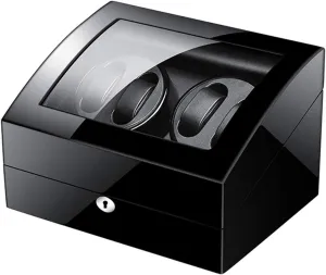 Watch Winder Automatic Watch Winder Box for 4 Watches 6 Storage with Key Wood Shell Piano Paint Exterior Adapter and Battery Powered,A Watch Winder (D A)