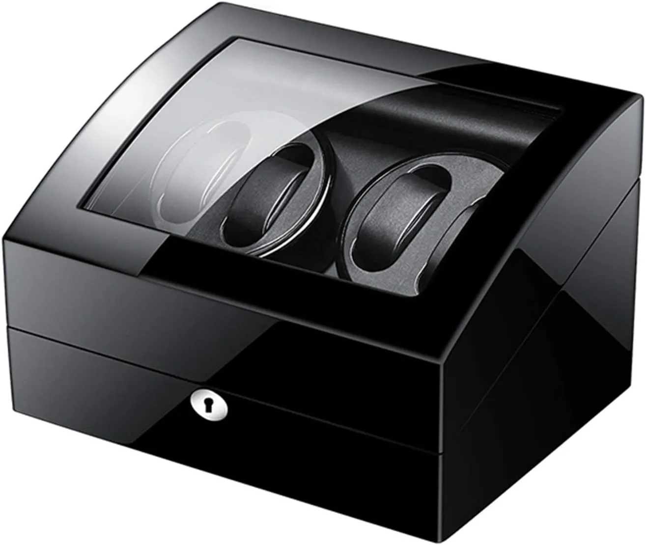 Watch Winder Automatic Watch Winder Box for 4 Watches 6 Storage with Key Wood Shell Piano Paint Exterior Adapter and Battery Powered,A Watch Winder (D A)