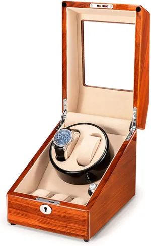 Watch Winder Box for 2 3 Automatic Watch Solid Wood Watches Storage Box Supports USB Charging Silent Motor for Men Women Gift,C
