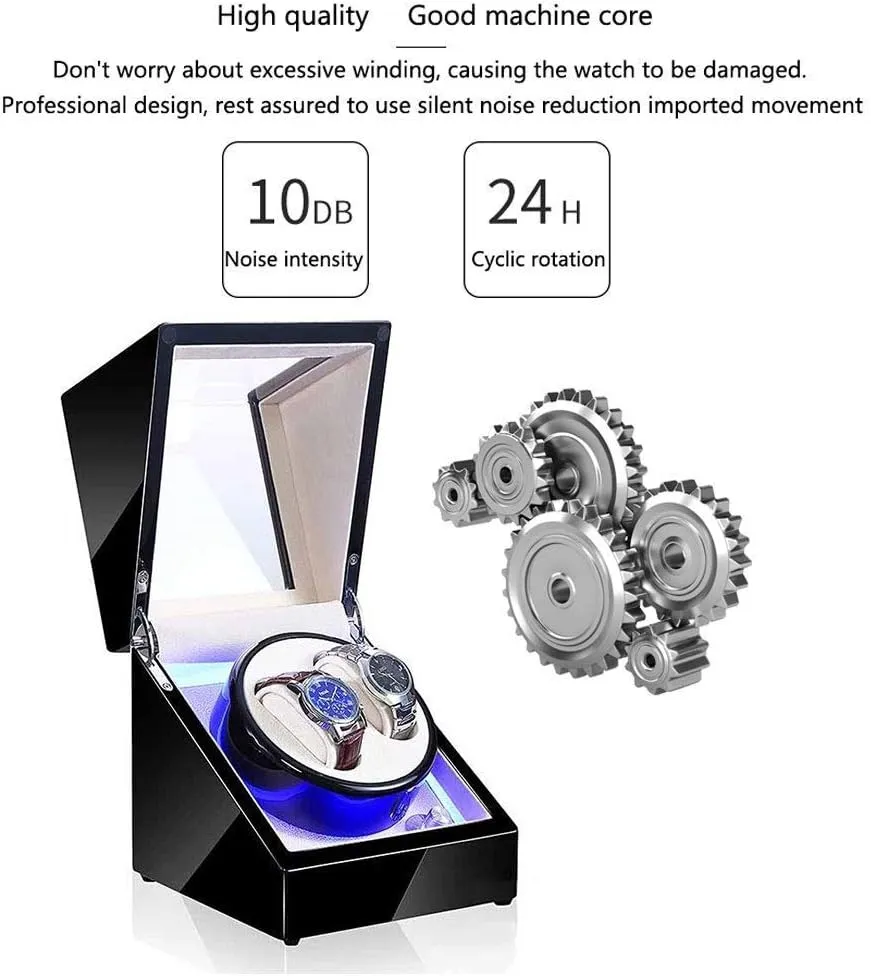 Watch Winder Watch Winder Box, Automatic Mechanical Watches Display Box with LED Light 5 Rotation Modes- Available in 8 Styles Watch Winder powerfully