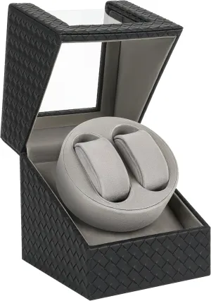 Watch Winder with Japanese Motor – Silent Adjustable Rotation, Premium PU Leather Dual Automatic Watch Winder, Soft Interior, Gifts For Father Men, Luxurious Display Case for Automatic Watches