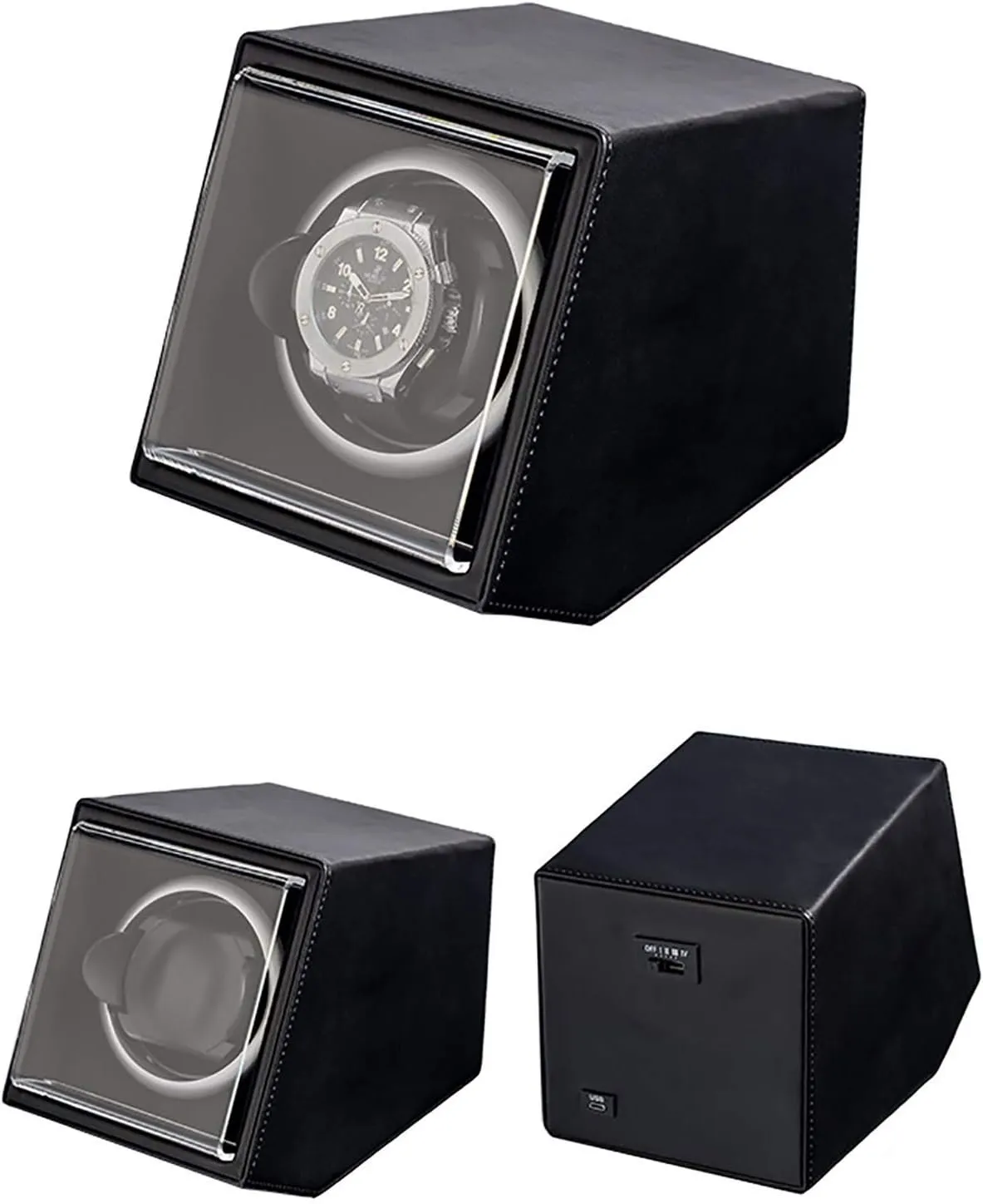Watch Winders - Single Watch Shaker Automatic Mechanical Watches Winding Device Watch Storage Display Box Watch Winder 5-Gear Adjustment Household，Black Pu Leather