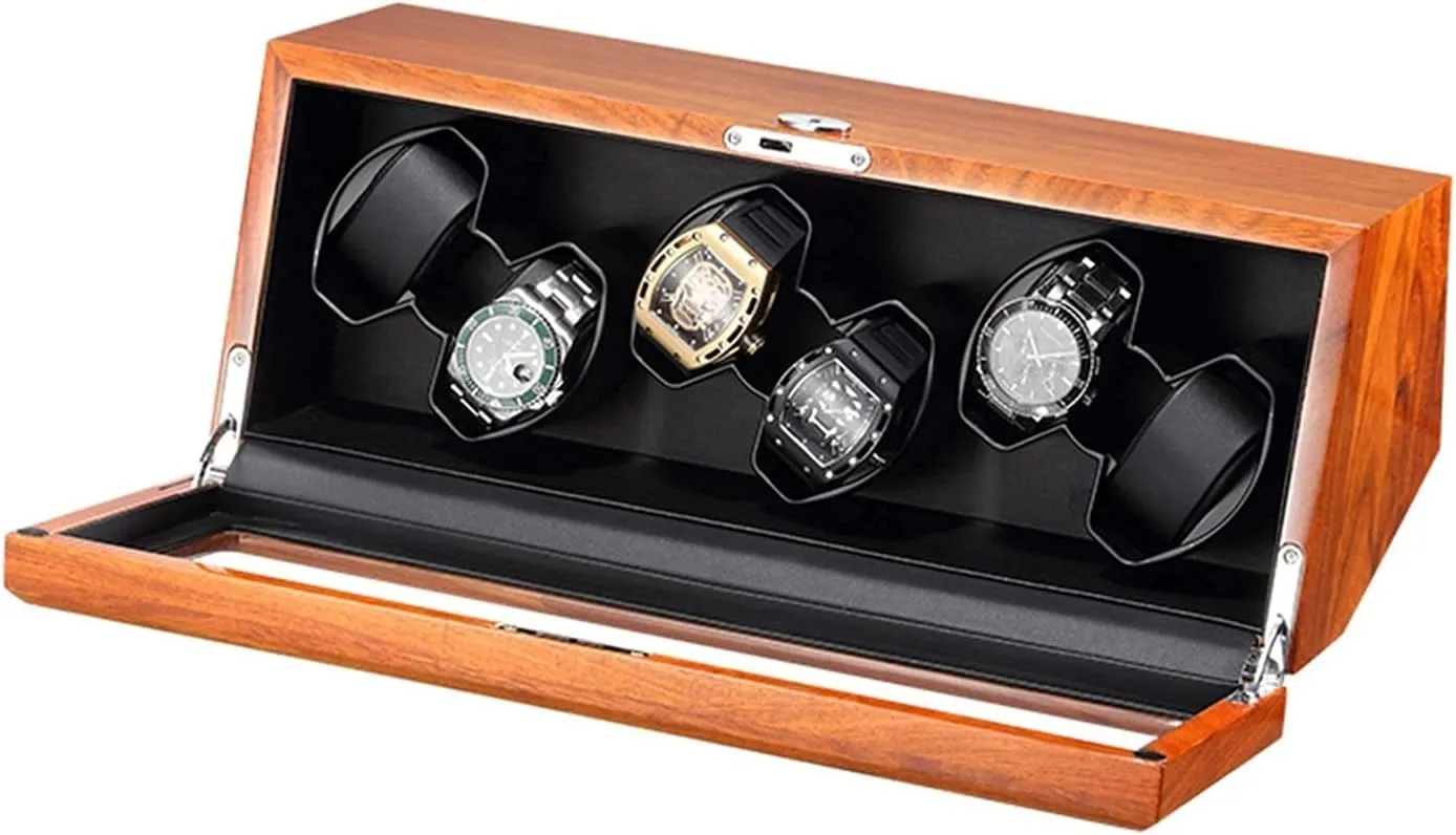 Watches and Jewelry Watch Winder Box for 6 Automatic Watches Solid Wood Flexible Watch Pillows Quiet Motor 5 Rotation M