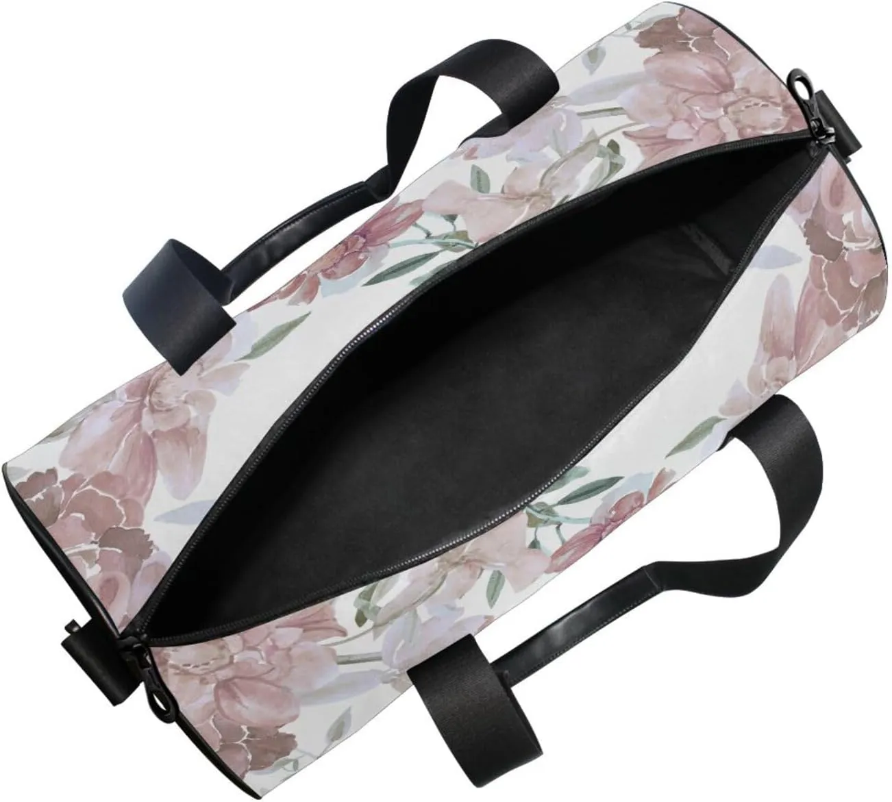 Watercolor Floral Flowers on White Seamless Pattern Portable Gym Bag, Travel Bag, Luggage bag, Sports Bag, Toiletry Bag with Handles, Detachable Shoulder Strap 17.6 x 9 x 9 inch