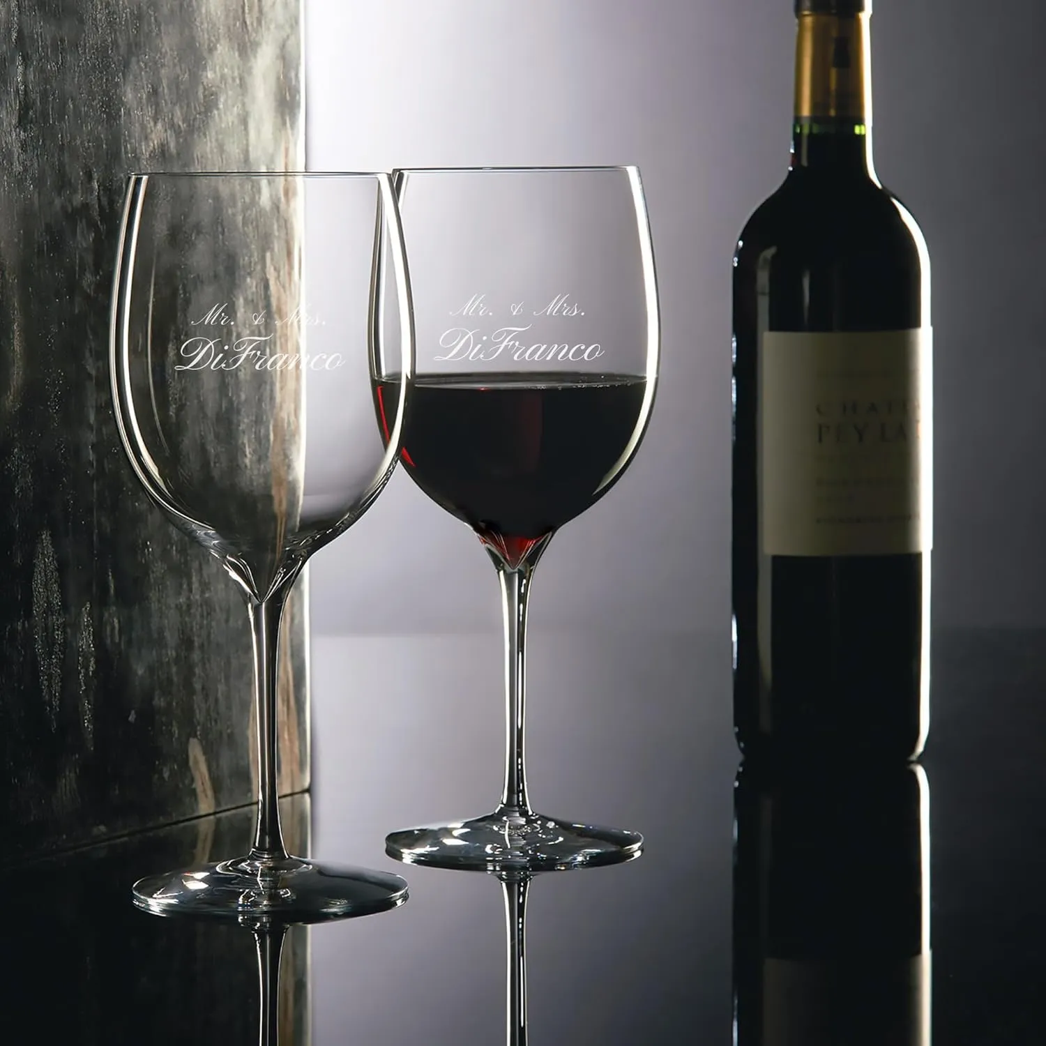 Waterford Personalized Elegance Bordeaux Wine Glasses, Set of 2 Custom Engraved 21.9oz Crystal Red Wine Glasses for Bordeaux, Merlot, Cabernet, Gifts for Wine Lovers