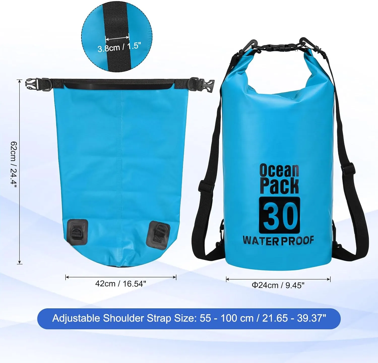 Waterproof Dry Bag, 30L Fit for Women Men Water Proof Bags Lightweight Dry Storage Floating Backpack with Whistle for Travel Backpacking Boating Kayaking (Lake Blue)