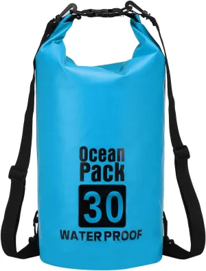 Waterproof Dry Bag, 30L Fit for Women Men Water Proof Bags Lightweight Dry Storage Floating Backpack with Whistle for Travel Backpacking Boating Kayaking (Lake Blue)