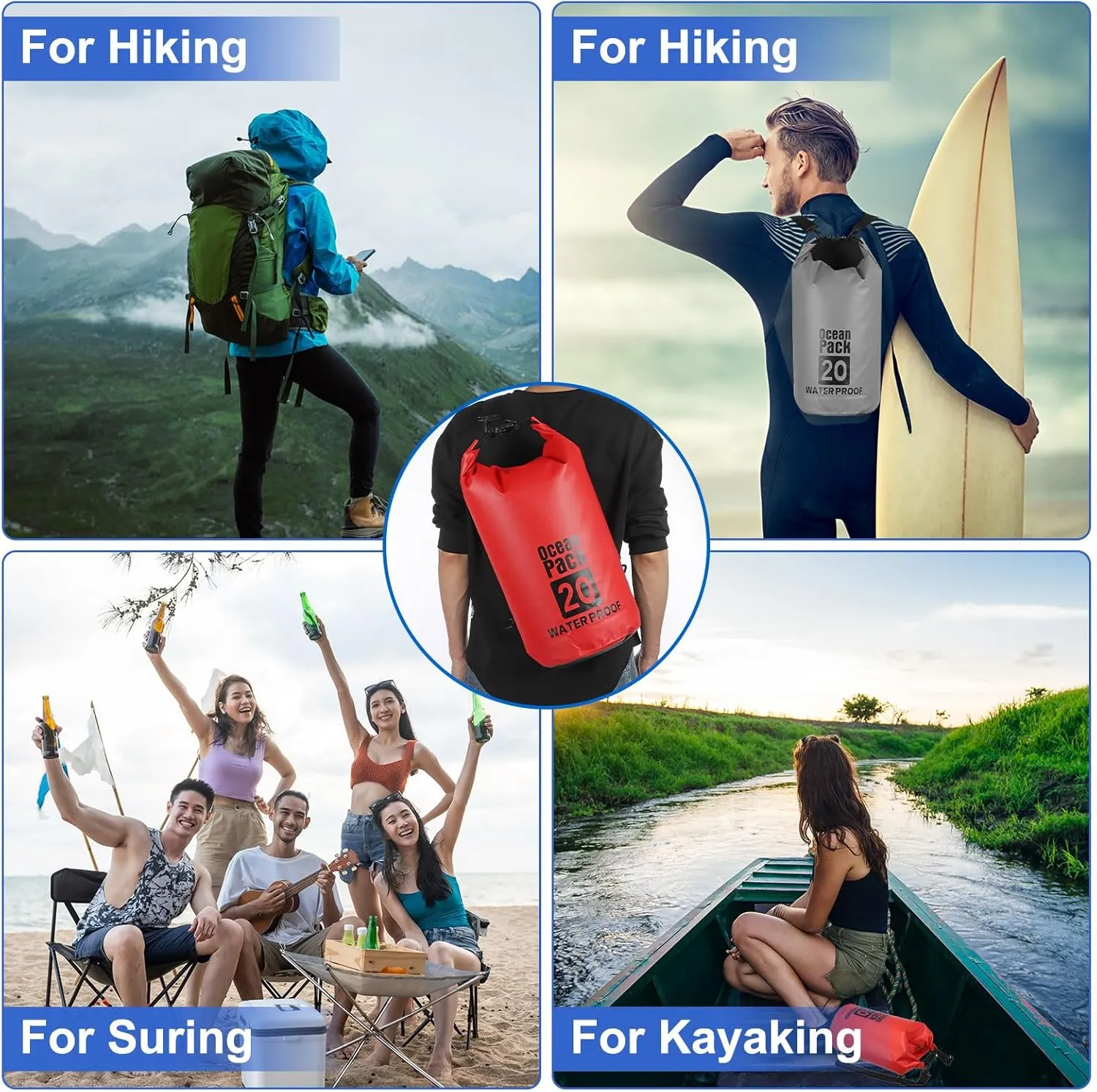 Waterproof Dry Bag, 30L Fit for Women Men Water Proof Bags Lightweight Dry Storage Floating Backpack with Whistle for Travel Backpacking Boating Kayaking (Lake Blue)