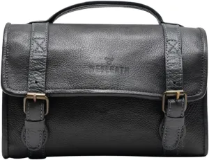 Waterproof Toiletry Bag | Made of Full grain Leather, Customized Water-Resistant Cosmetic Case For Men - Carry On Premium Quality Travel Organizer for Toiletries, Bison Leather Gun Metal Edition
