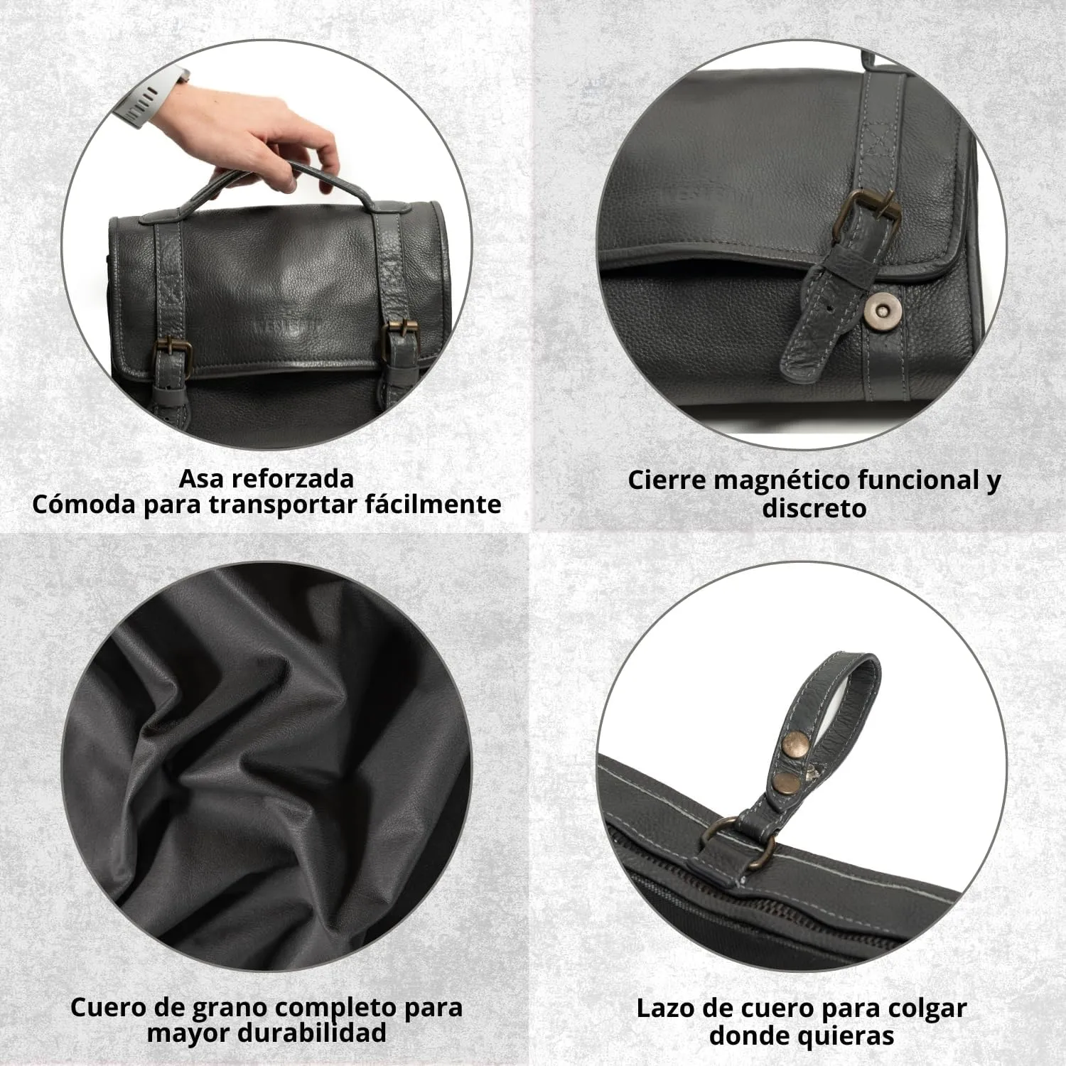 Waterproof Toiletry Bag | Made of Full grain Leather, Customized Water-Resistant Cosmetic Case For Men - Carry On Premium Quality Travel Organizer for Toiletries, Bison Leather Gun Metal Edition