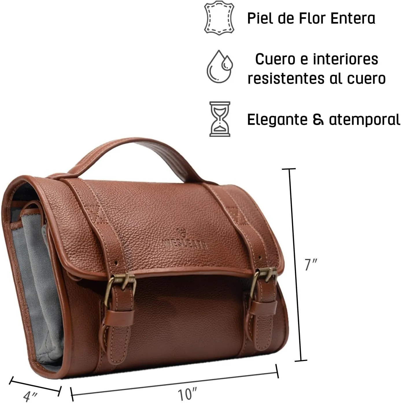 Waterproof Toiletry Bag | Made of Full grain Leather, Customized Water-Resistant Cosmetic Case For Men - Carry On Premium Quality Travel Organizer for Toiletries, In Caramel