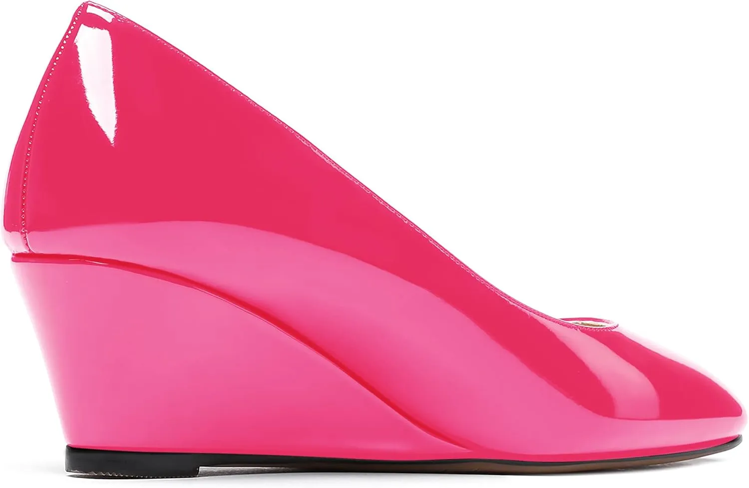 WAYDERNS Women's Slip On Patent Leather Square Toe Low Heel Wedge Pumps Shoes 2 Inch
