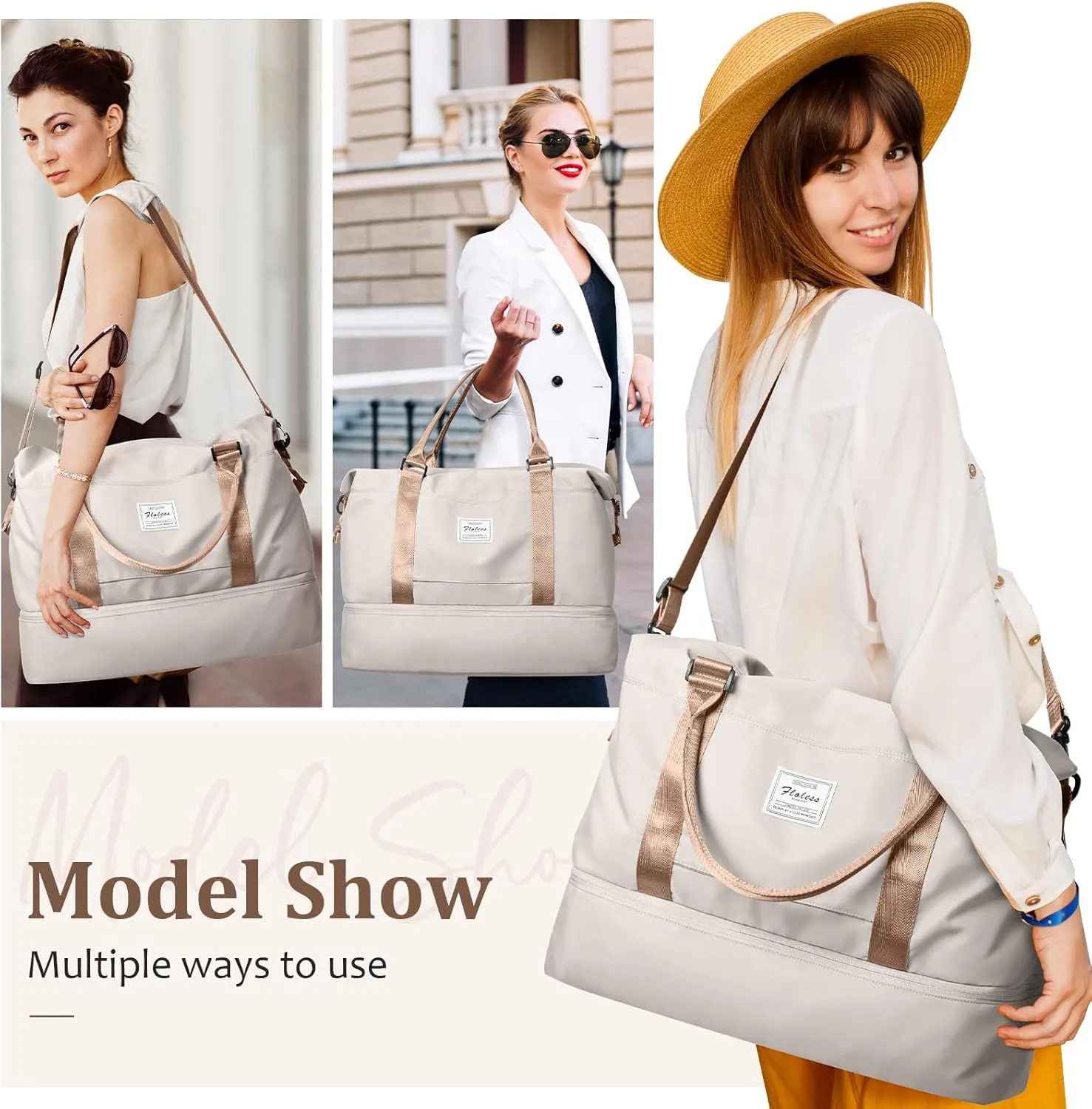 Weekender Bags for Women,Personal Item Travel Bag with Shoes Compartment,Overnight Travel Duffel Bag with Toiletry Bag