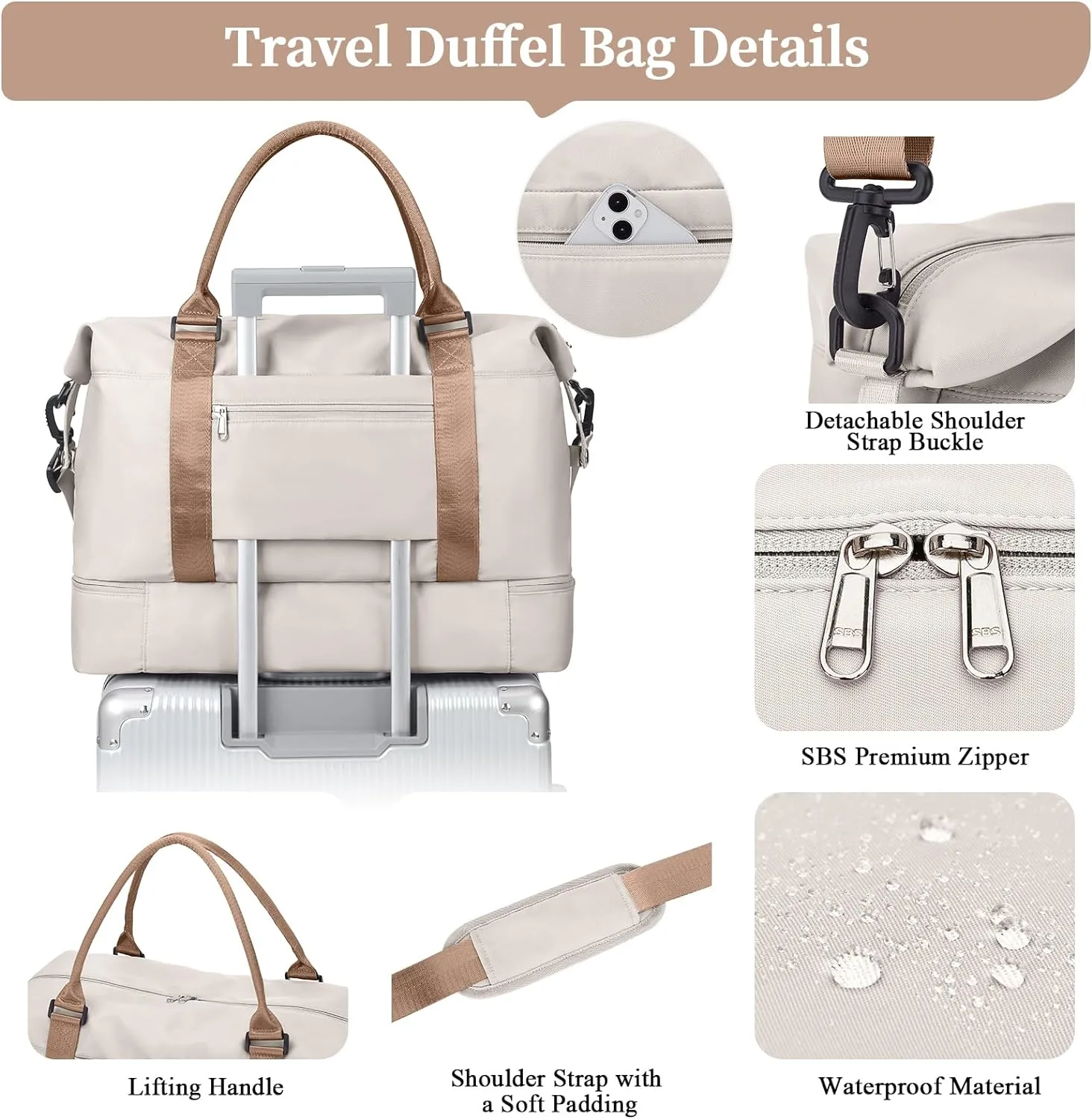 Weekender Bags for Women,Personal Item Travel Bag with Shoes Compartment,Overnight Travel Duffel Bag with Toiletry Bag