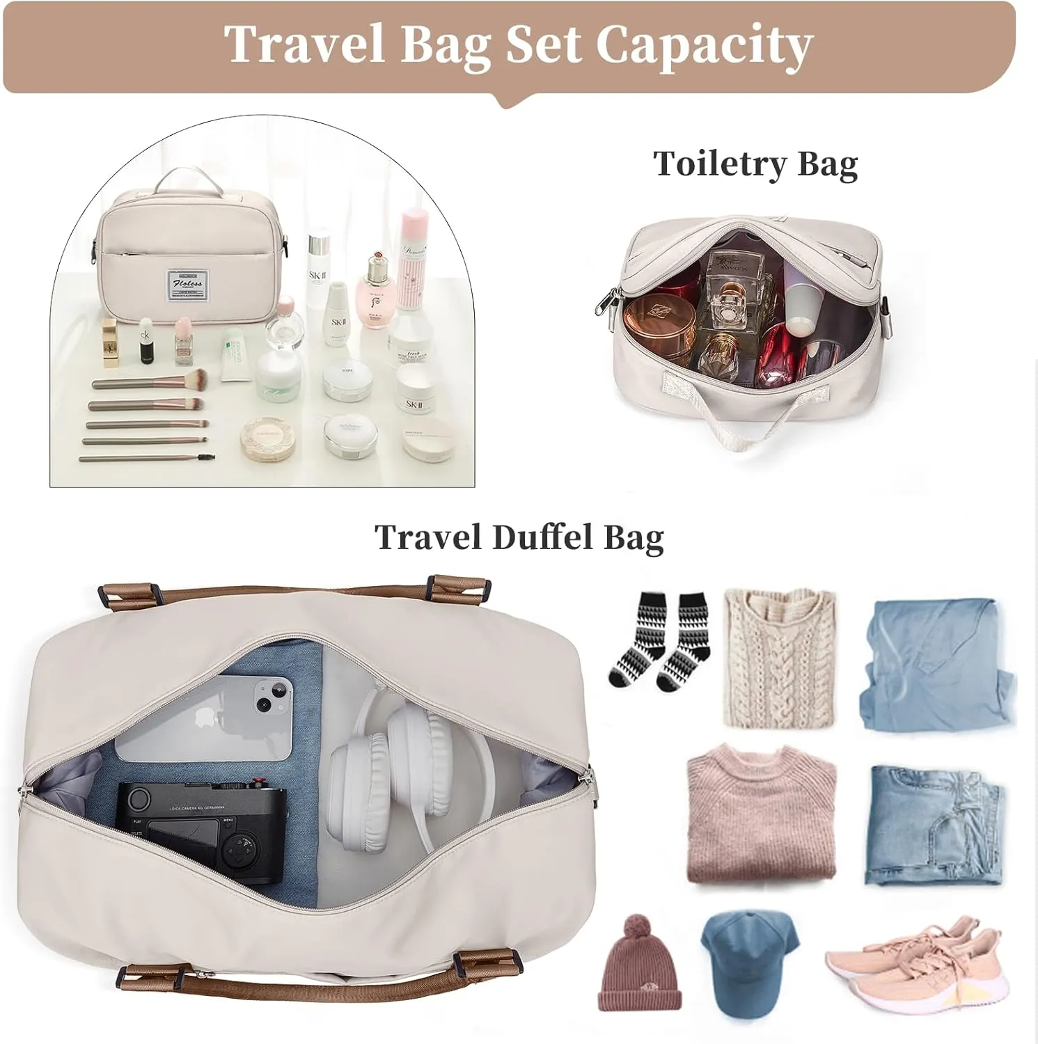 Weekender Bags for Women,Personal Item Travel Bag with Shoes Compartment,Overnight Travel Duffel Bag with Toiletry Bag