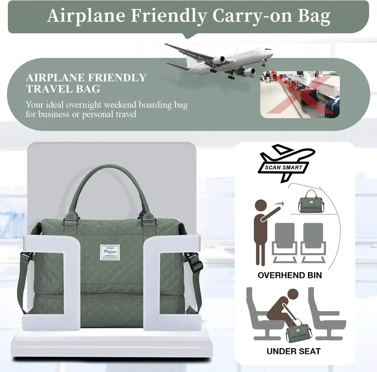 Weekender Bags for Women,Travel Duffel Bag with Shoes Compartment,Overnight Carry on Personal Item Bag with Toiletry Bag