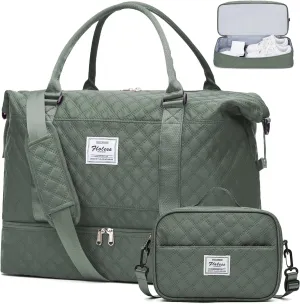 Weekender Bags for Women,Travel Duffel Bag with Shoes Compartment,Overnight Carry on Personal Item Bag with Toiletry Bag
