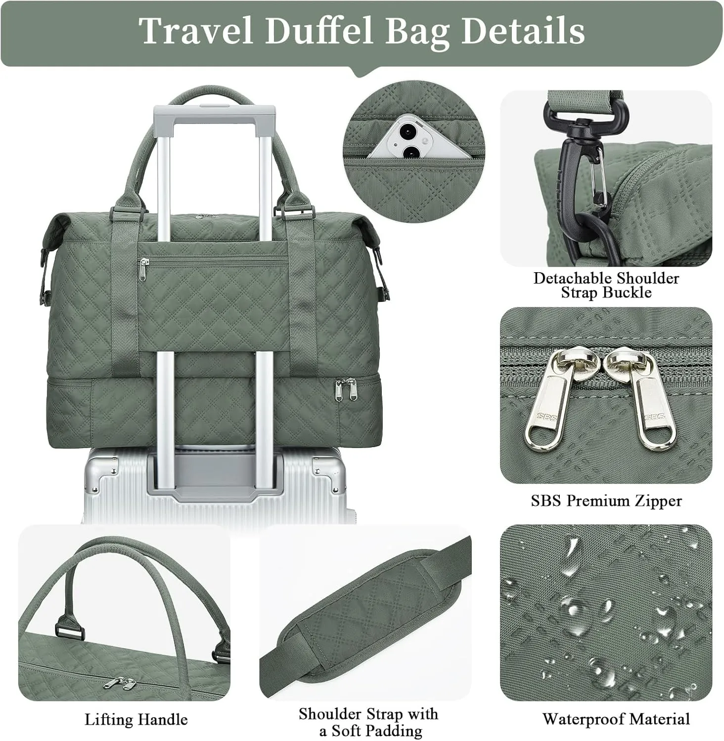 Weekender Bags for Women,Travel Duffel Bag with Shoes Compartment,Overnight Carry on Personal Item Bag with Toiletry Bag