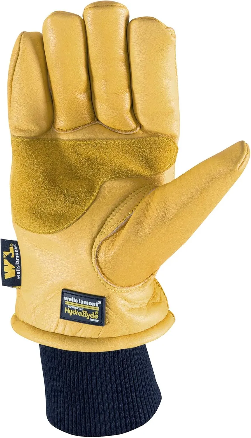 Wells Lamont Men's HydraHyde Leather Winter Work Gloves Water-Resistant Insulated Medium (1202M)