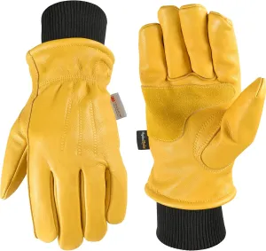 Wells Lamont Men's HydraHyde Leather Winter Work Gloves Water-Resistant Insulated Medium (1202M)