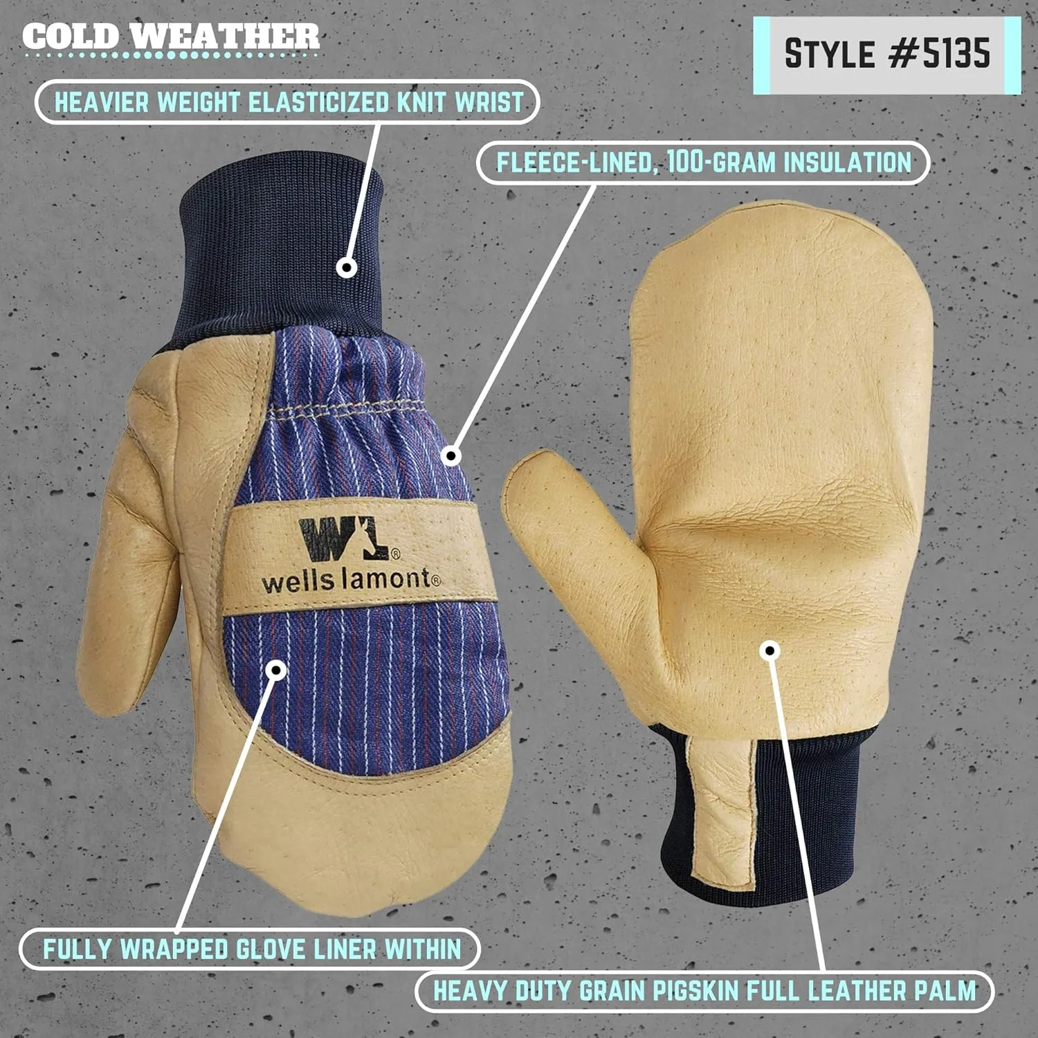 Wells Lamont mens Winter Mittens, Beige, Large
