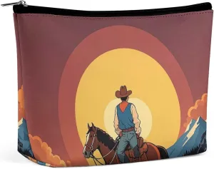 West Cowboy Travel Makeup Bag Large Toiletry Bag for Women Waterproof Cosmetic Bags for Purse Portable Makeup Organizer Bags Cute Zipper Pouch Cosmetic Pouch Funny Travel Makeupbag