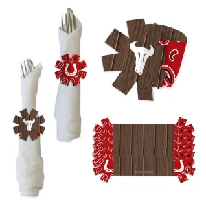 Western Hoedown - Wild West Cowboy Party Paper Napkin Holder - Napkin Rings - Set of 24