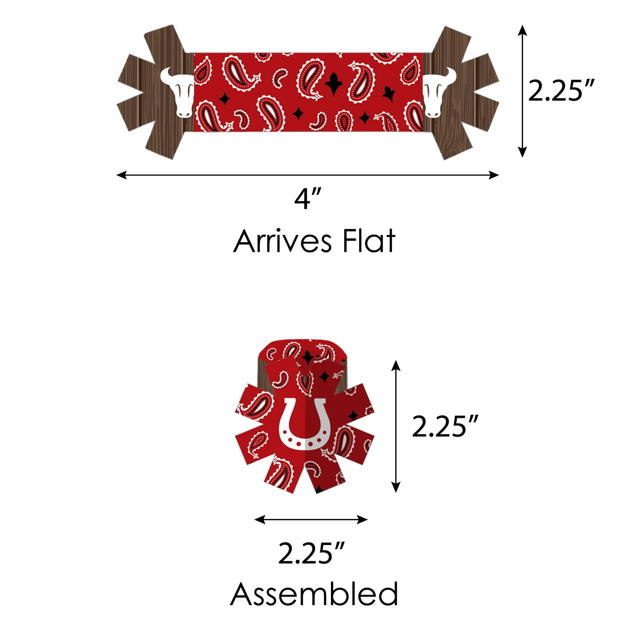 Western Hoedown - Wild West Cowboy Party Paper Napkin Holder - Napkin Rings - Set of 24