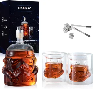 Whiskey Decanter Set Transparent Creative with 2 Glasses,Gifts for Men,Whiskey Flask Carafe Decanter with 4 Whiskey Stones & Tong,Whiskey Carafe for Brandy,Scotch,Vodka,Gifts for Dad,Husband,Boyfriend