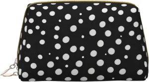 White Dot Pattern Toiletry Pouch, Travel-Friendly Makeup Organizer For Makeup Brushes, Lipsticks