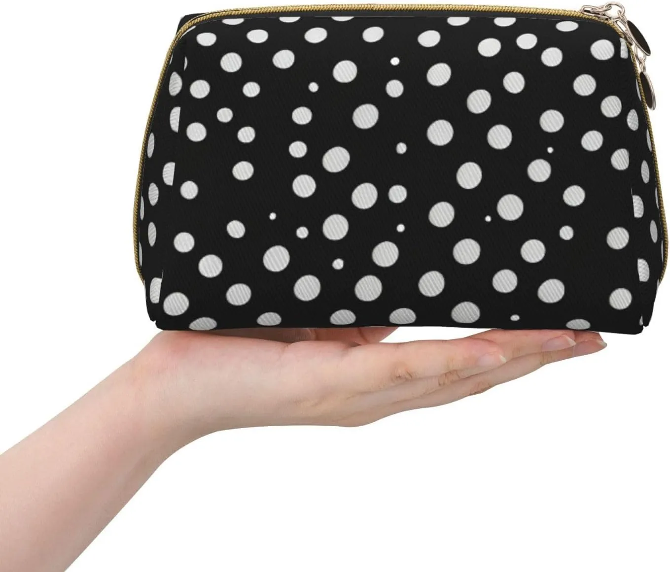 White Dot Pattern Toiletry Pouch, Travel-Friendly Makeup Organizer For Makeup Brushes, Lipsticks