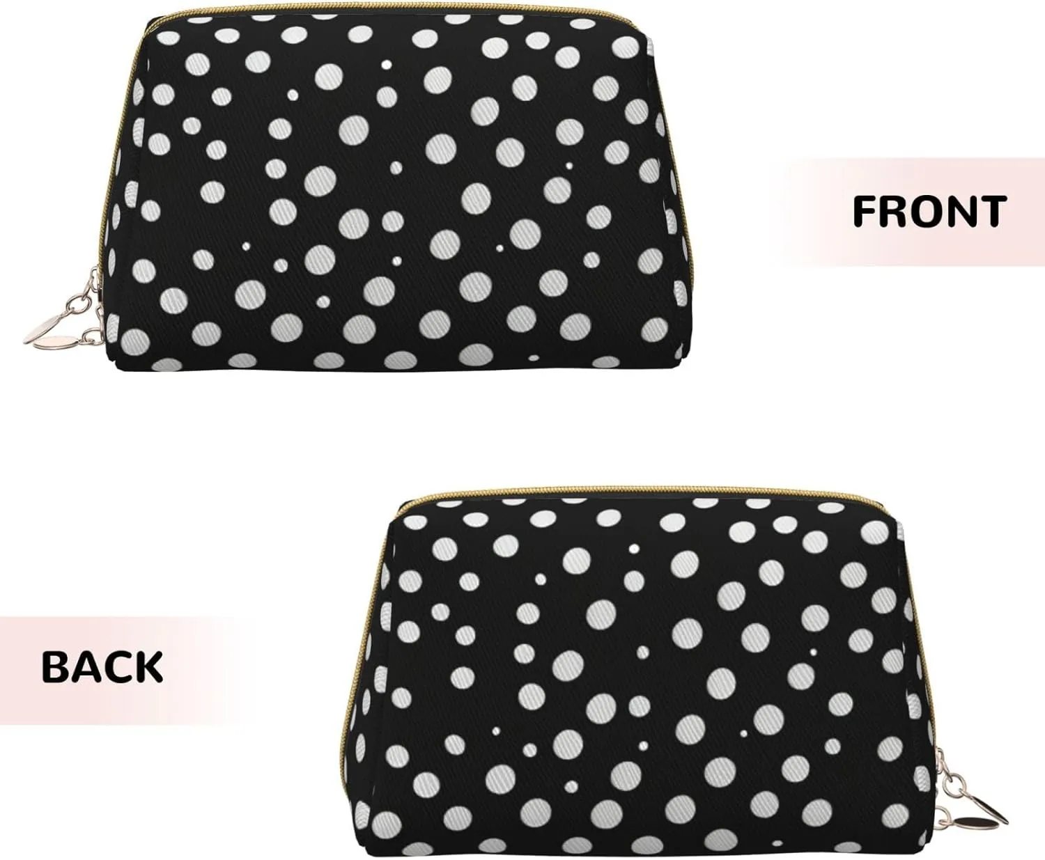 White Dot Pattern Toiletry Pouch, Travel-Friendly Makeup Organizer For Makeup Brushes, Lipsticks