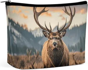Wildlife Hunting Deer Bear Elk Cosmetic Bags for Women Men Waterproof Travel Toiletry Bag Large Capacity Makeup Bags PU Leather Cute Makeup Pouch Protable Travel Bag for Toiletries