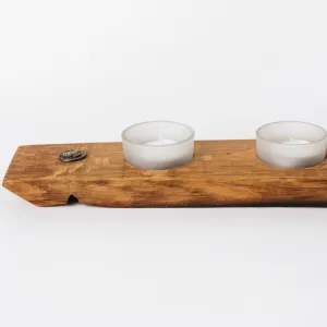 Wine Barrel Double Candle Holder