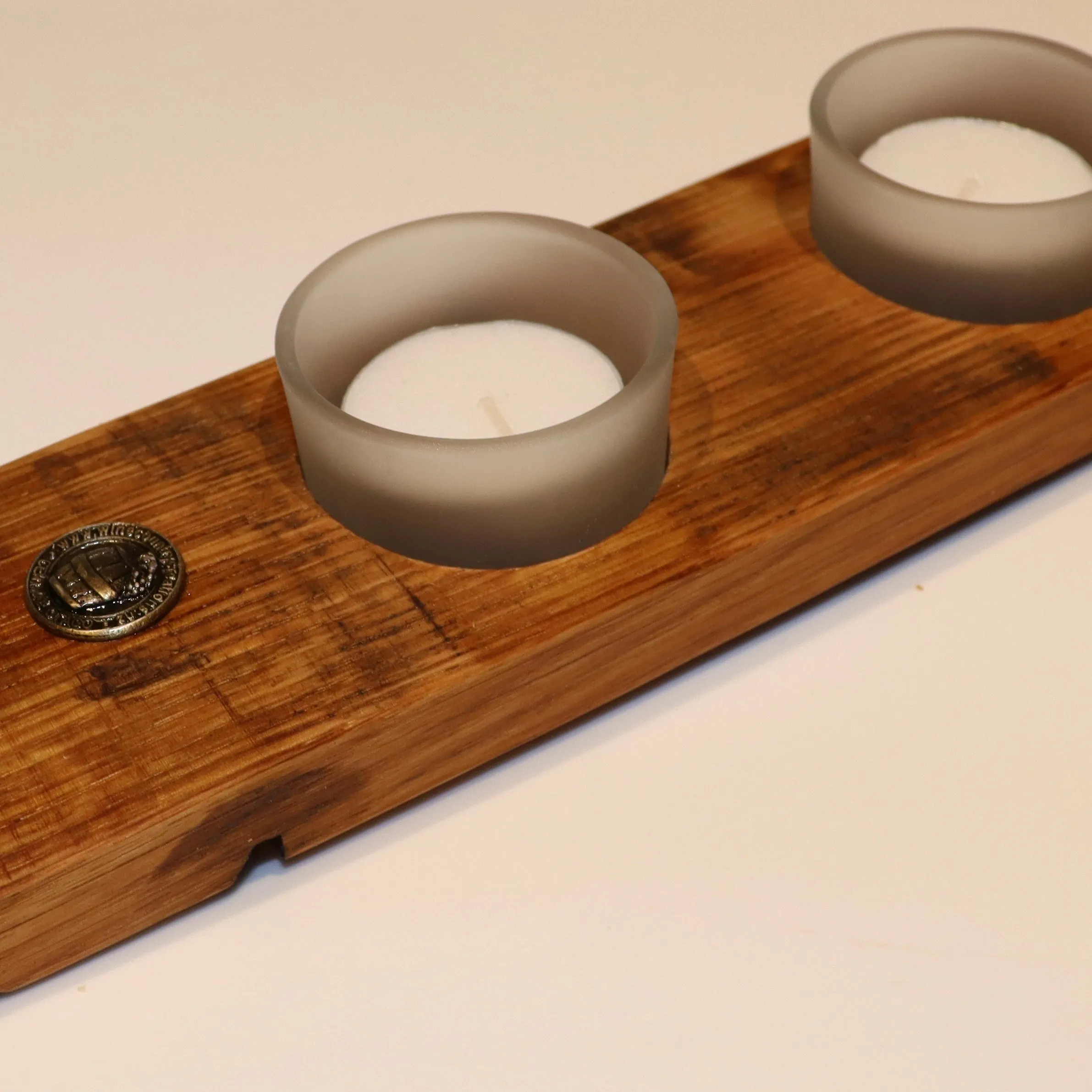 Wine Barrel Double Candle Holder